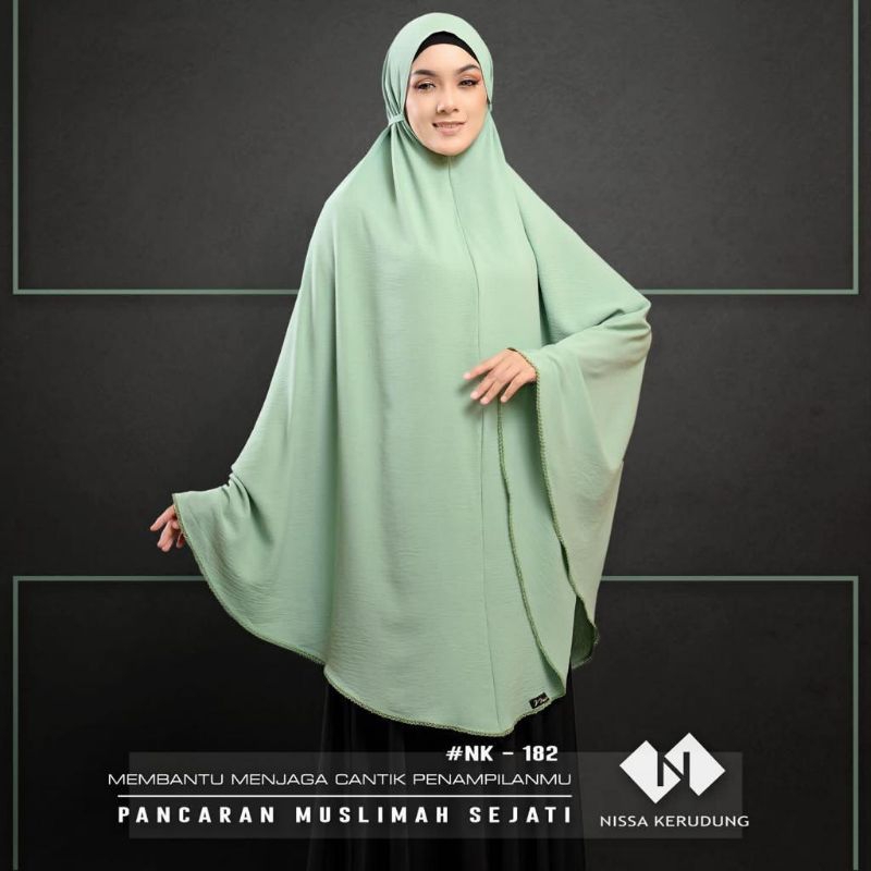 khimar bergo syar'i Original NISSA KRUDUNG  (( NISSA  CRINCKLE JUMBO TALI  PICOT 182 XXXXL  ))