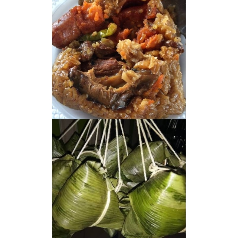 

Bakcang Komplit Daging Babi Telur Asin Jamur Hebi Ketan Nasi