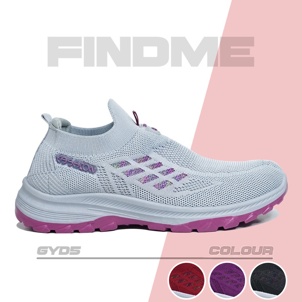 FINDME Sneakers Wanita Slip-On Jalan Style Classic Lari Olahraga Bahan Flyknit Import Gyd5 Peyton
