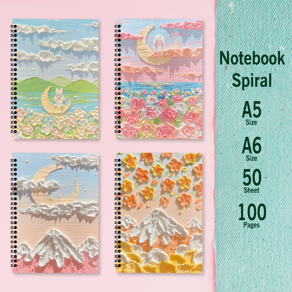 

NOTEBOOK SPIRAL A6, BUKU CATATAN SPIRAL A6, BUKU JURNAL A6 MINI, ISI 50 100 halaman notebook 3d