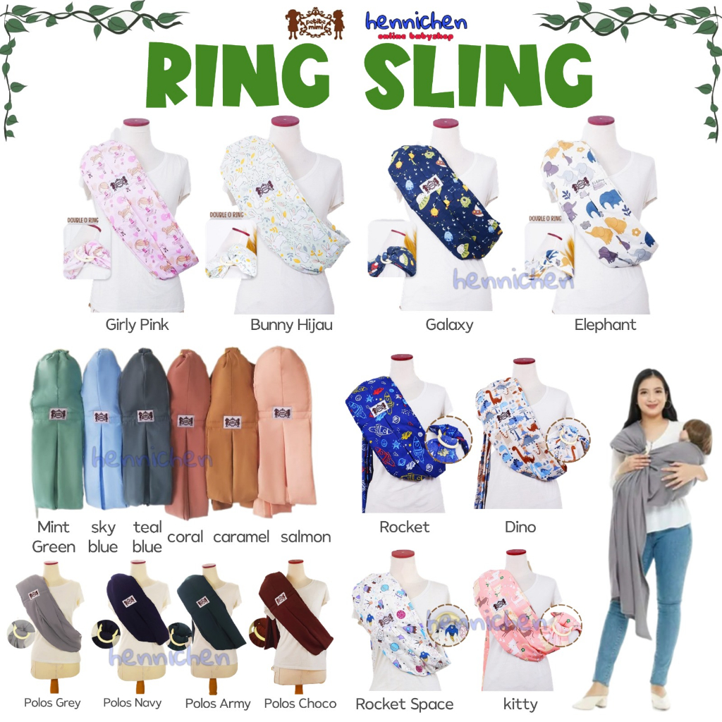 Pilih Motif dan Polos Gendongan Bayi Kain (Ring Sling Petite Mimi)