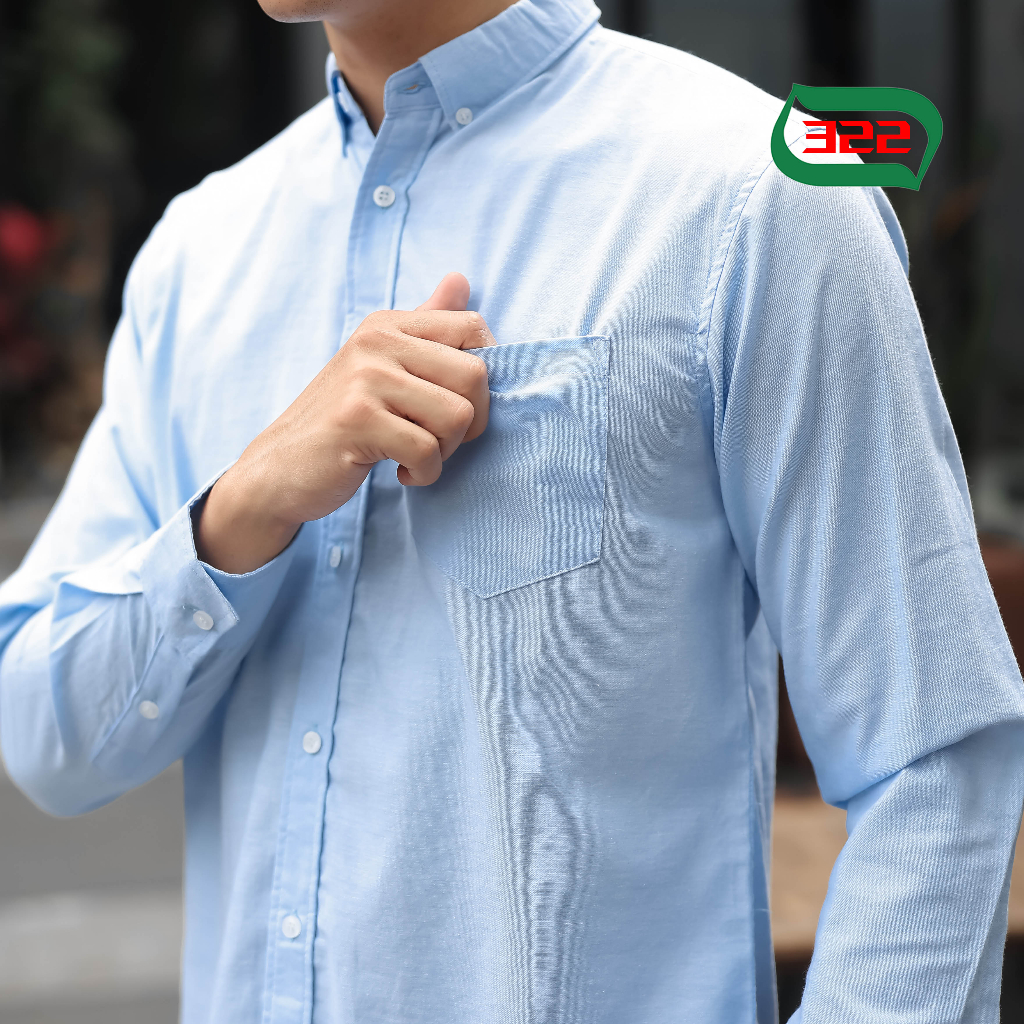 KEMEJA PRIA LENGAN PANJANG POLOS WARNA BIRU MUDAA SKY BLUE BAHAN OXFORD UKURAN S-XL ORGINAL