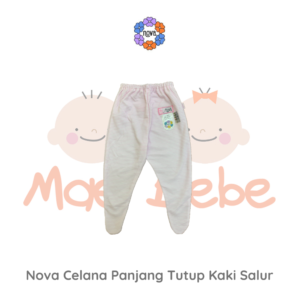 [Size 0-3m] Nova Baby Celana Panjang Tutup Kaki Salur
