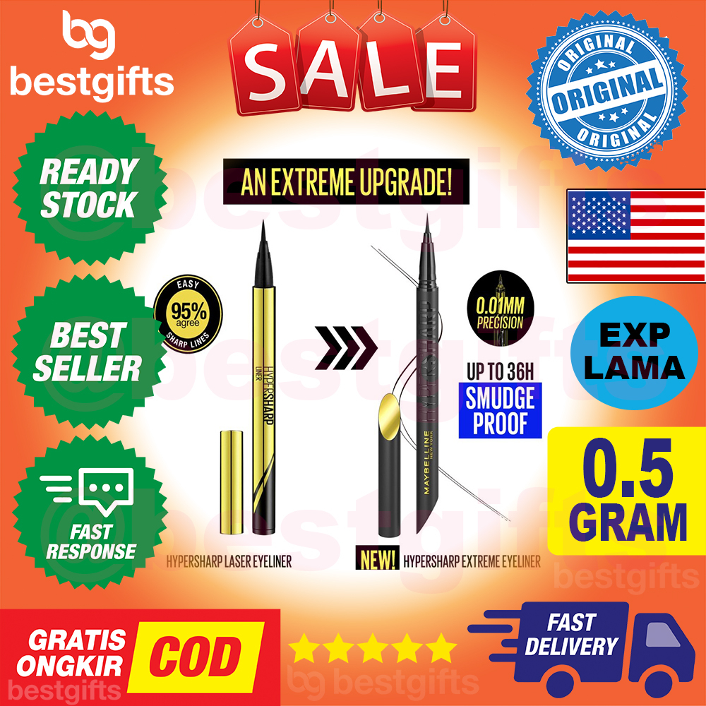 MAYBELINE HYPERSHARP LIQUID EYELINER MAKE UP SHARP LINER WATERPROOF THAN LAMA - ULTRA BLACK
