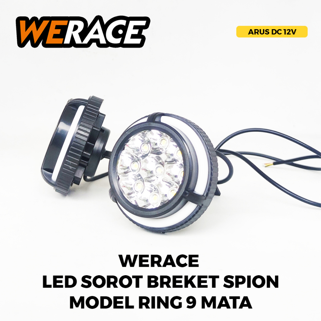 [WERACE] LAMPU TEMBAK SOROT LED BRACKET SPION 9MATA RING (HARGA SEPASANG) 5 MODE / HARGA SATUAN TANPA PACKING