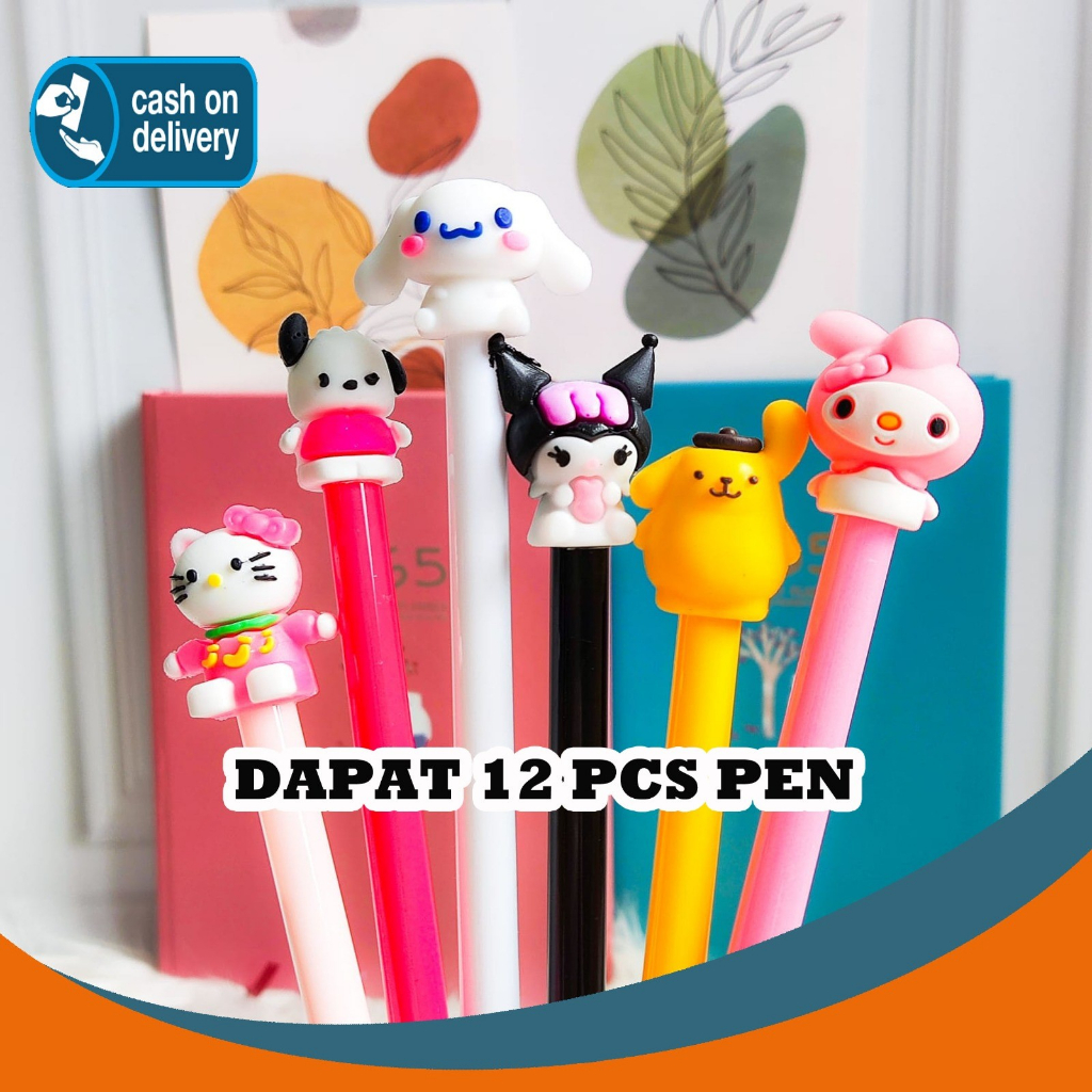 

SELUSIN PULPEN SANRIO ISI12 PCS TINTA GEL PEN BOLPEN KARAKTER PENA DISNEY COD TERMURAH KUROMI MELODY