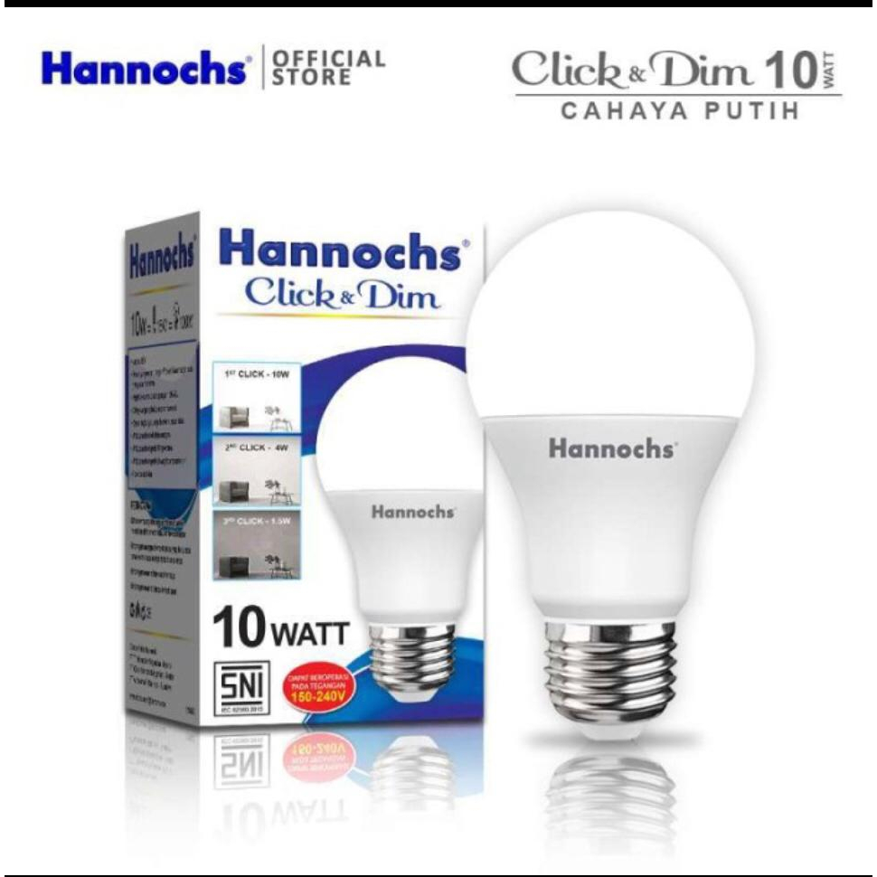 Lampu LED Click and Dim Dimmer Hannochs 10 Watt 3 Warna Putih