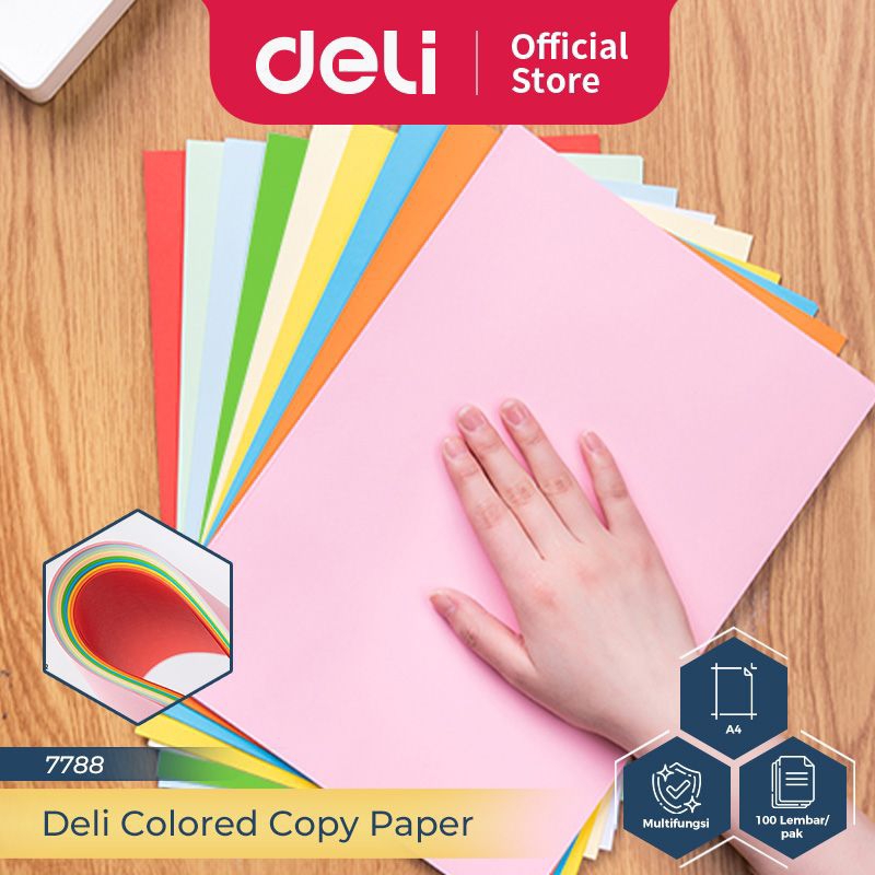 

DELI 7788 COLOR COPY PAPER SET 100 LEMBAR KERTAS HVS WARNA PASTEL