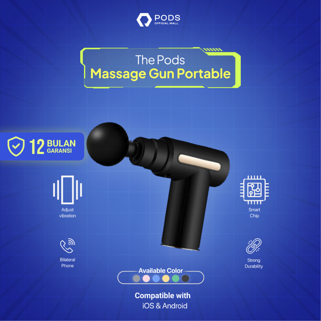 ThePods Massage Gun Mini Portable Fascia Gun - Alat Pijat Terapi Otot Elektrik Rechargeable by PodsIndonesia