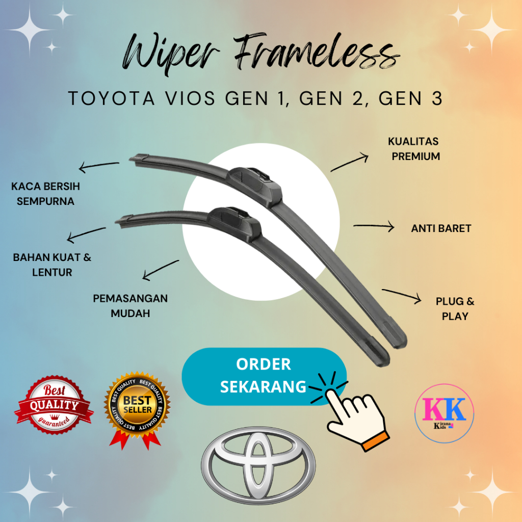 Wiper Kaca Mobil Totoya Vios / Wiper Kaca Mobil Vios Limo Frameless