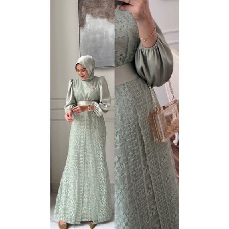 Produk Baru Malika Gamis Brukat Gamis Brukat Mewah Kekinian Seragam Kondangan Fashion Muslim Ukuran S-M, L, XL, XXL