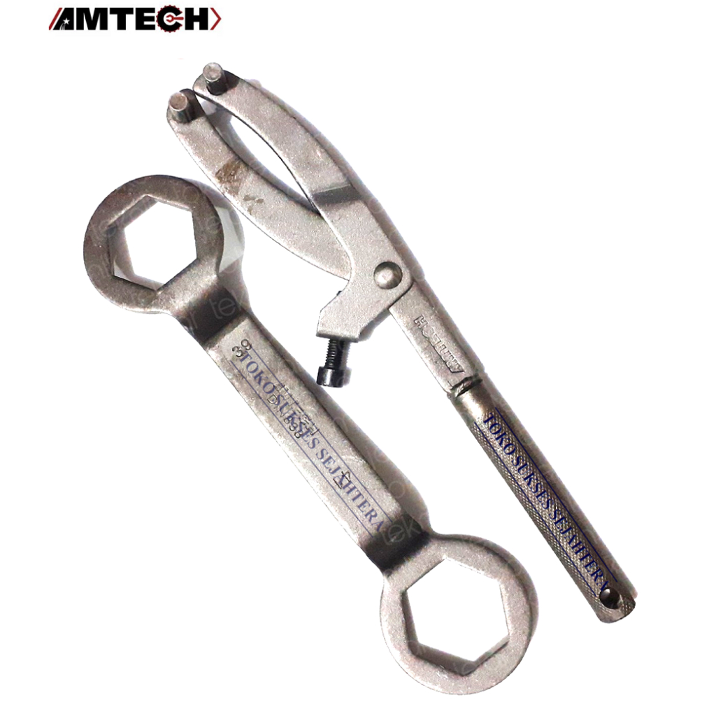 AMTECH Amtech Kunci Set FlyWheel Coupling Wrech - Kunci Pas Koupling Ganda Paket Kunci Treker CVT Matic Kunci Fylwheel Flying Wheel Pliers + Kunci Tahanan Mur Kopling 39 x 41 Kunci Blok Coupling Nut Wrench