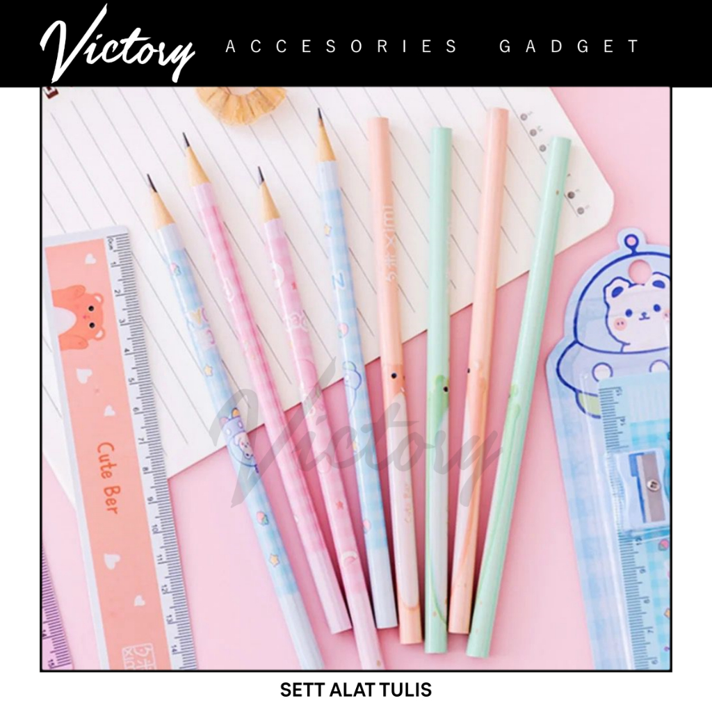 VICTORY Paket Alat Tulis Anak Set Karakter Stationery Sekolah Perlengkapan Tulis Souvenir Ultah Goodie Bag / Stationery Set Tas Melukis Set / Alat Tulis Sekolah Karakter