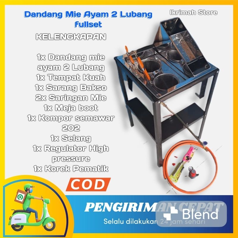 dandang mie ayam 2 lubang/panci mie ayam 2 lubang/dandang mie ayam set  meja lengkap