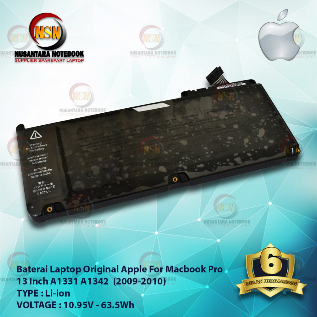 Baterai Apple ORI A1331 A1342 Macbook 13&quot; 2009-2010 10.95V 63.5Wh