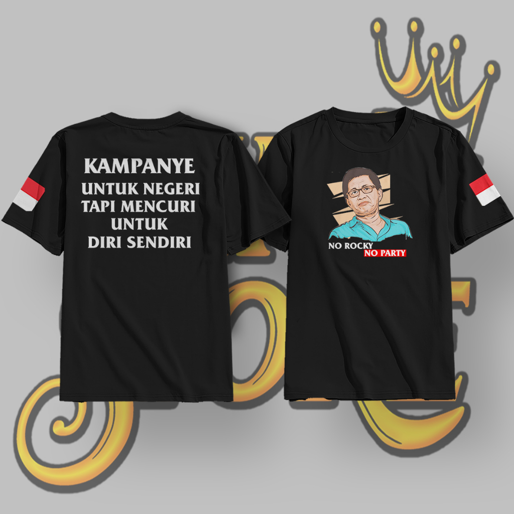 DTF | Kaos Rocky Gerung Unisex | kaos no rocky no party - Baju Pria Wanita | Kaos Rocky Gerung Mania