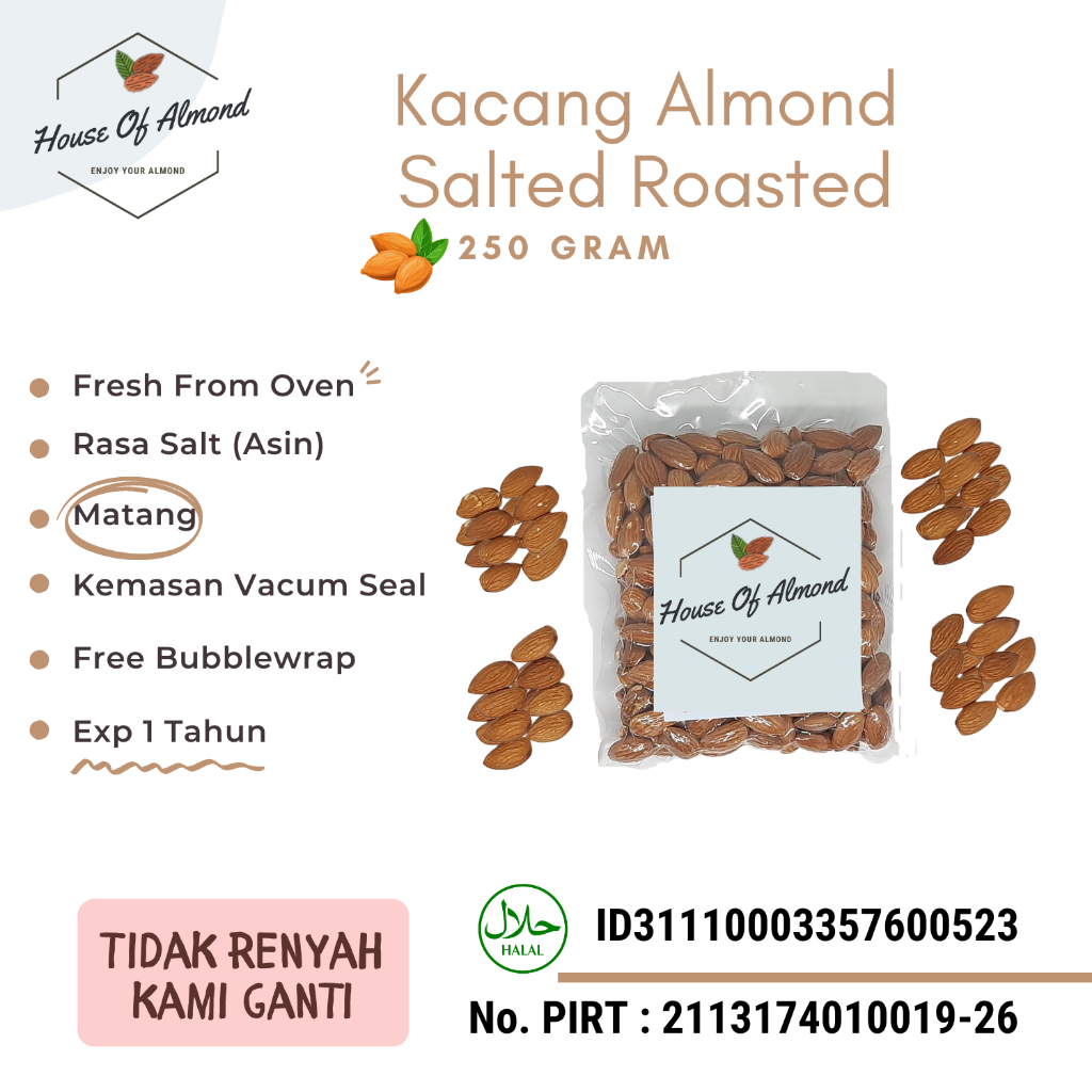 

Kacang Almond Salted Roasted 250gram
