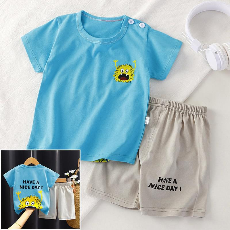 Setelan baju bayi lengan pendek lucu karakter premium usia 0-2 tahun impor korea