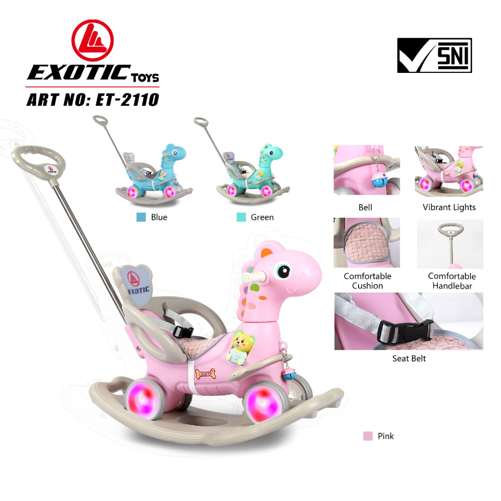 Ride on ET 2110 3 in 1 dino mainan anak exotic ET2110 balance bike push bike kuda kudaan unicorn pacific 3in1 ET 2108 ET2108