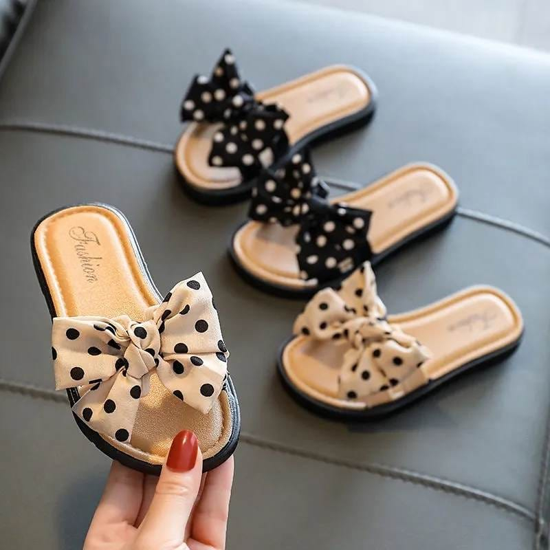 Sandal Selop Anak Perempuan Ribbon Polkadot