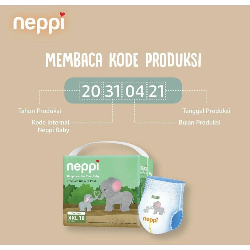 NEPPI PREMIUM DIAPER PANTS (M/L/XL/XXL) / PEMPERS BAYI / DIAPERS ANTI IRITASI / POPOK BAYI / TRAVELING / ANTI RUAM / POPOK BAYI BARU LAHIR / NEWBORN / AMAN KULIT SENSITIF/ ANTI GATAL / ANTI BOCOR/ NEPPI SOFT CARE TAPE