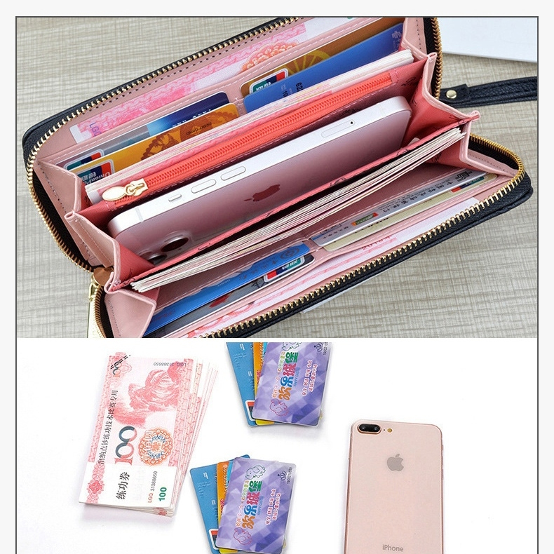 DOMPET PANJANG WANITA IMPORT RESLETING KULIT HITAM VISIGA WA735B5 KOREA PREMIUM SLOT KARTU KOIN TALI PENDEK KEKINIAN MURAH REMAJA SIMPLE FASHION TERBARU CEWEK BATAM