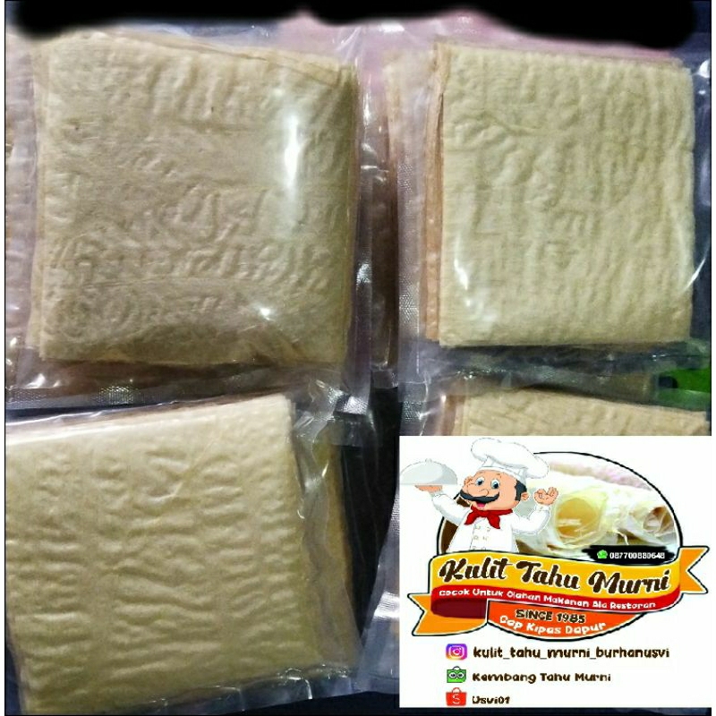 

ISI 50 Lembar KULIT TAHU MURNI UKURAN 12×12 cm sudah bersertifikat HALAL MUI