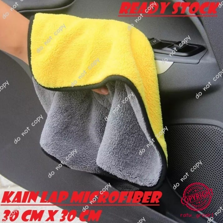 Kain Microfiber Lap Serbaguna 30X30 2 Sisi Halus Multifungsi 500GSM