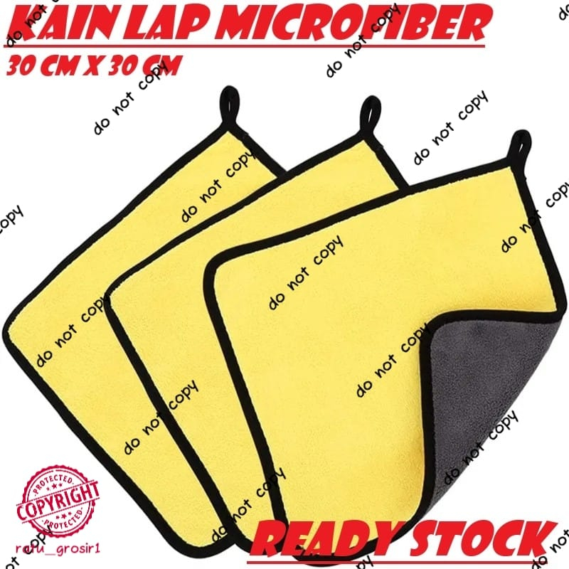 Kain Microfiber Lap Serbaguna 30X30 2 Sisi Halus Multifungsi 500GSM