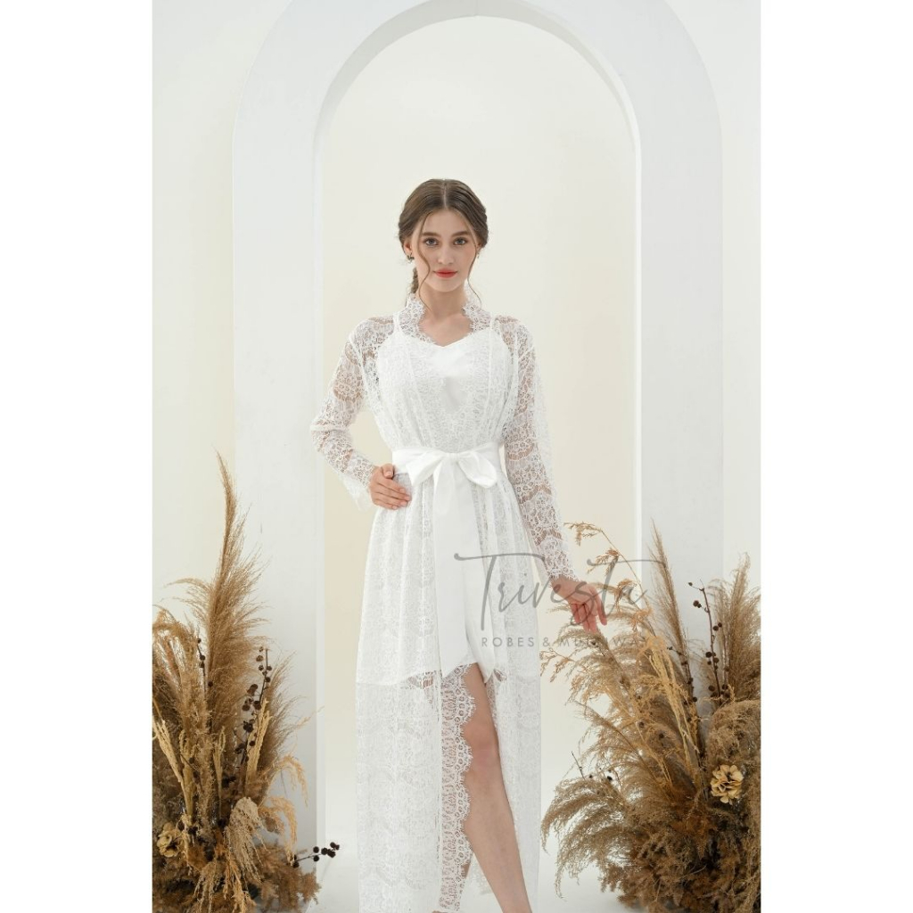 Ayarika Robe BROKEN WHITE - KIMONO PENGANTIN BROKAT PANJANG