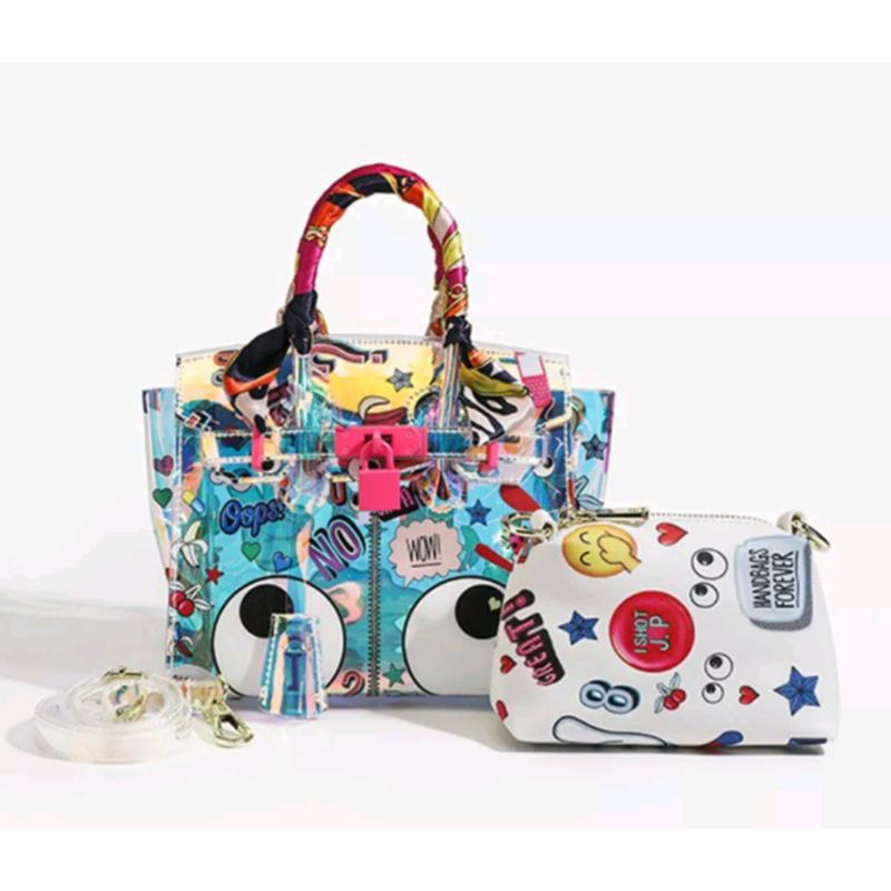 Huer Eye Theme Tas Wanita Lodhye Printed Hologram Tote Bag