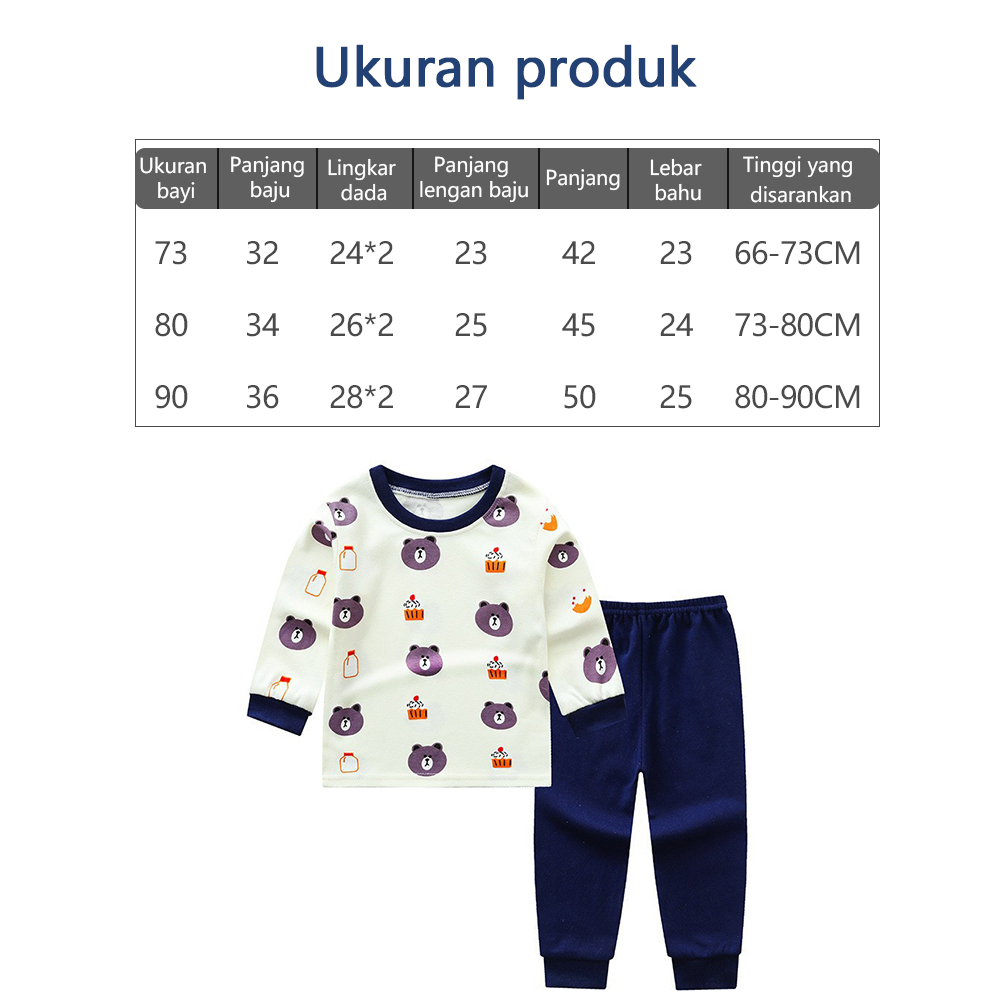 Halo Baby Baju Tidur Anak Bayi/Piyama Setelan Anak/Piyama Setelan Panjang Set Lengan Panjang Celana Panjang