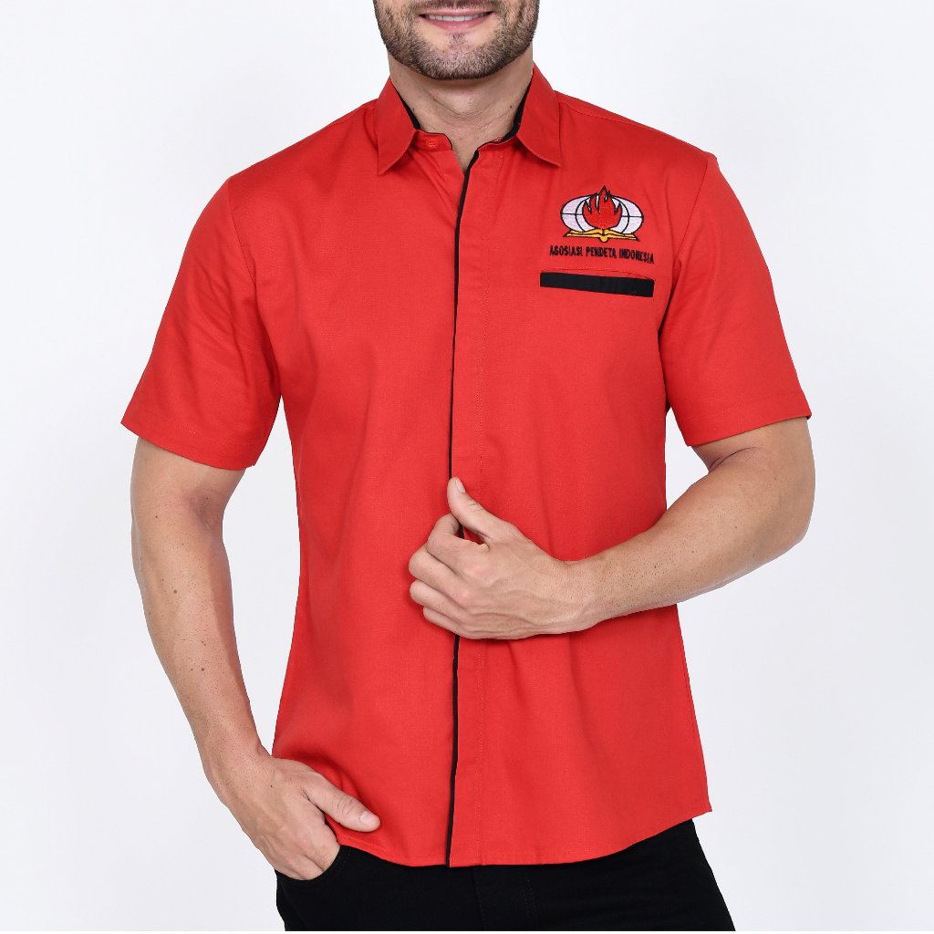 API - Kemeja Merah Bordir - Cotton - Jos Miracle Bandung -  Miracle - JMB