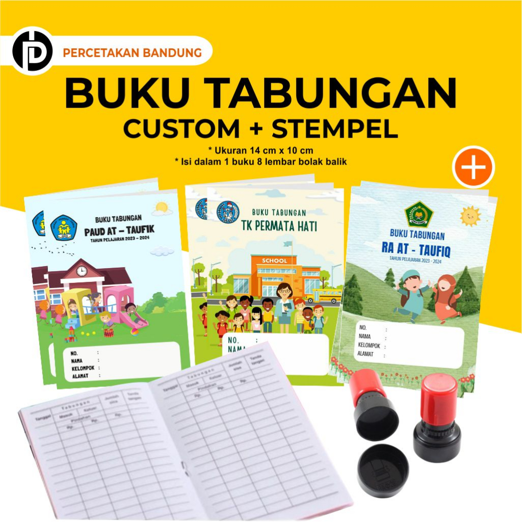 

BUKU TABUNGAN SD PAUD TK RA CUSTOM FULL COLOR MURAH GRATIS DESIGN