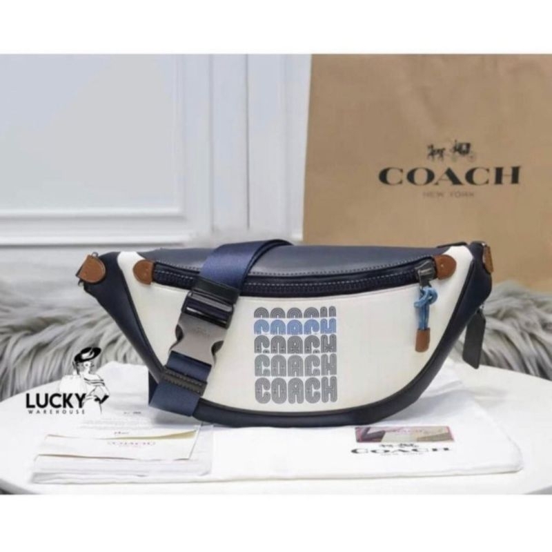 Coach Rivington White Belt Bag with Print - ORIGINAL 100%