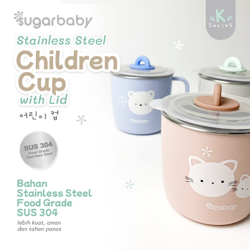 Sugar Baby Stainless Steel Cup with Lid/ Sugarbaby Gelas Minum stainless steel Anak (SUSCUPCH)