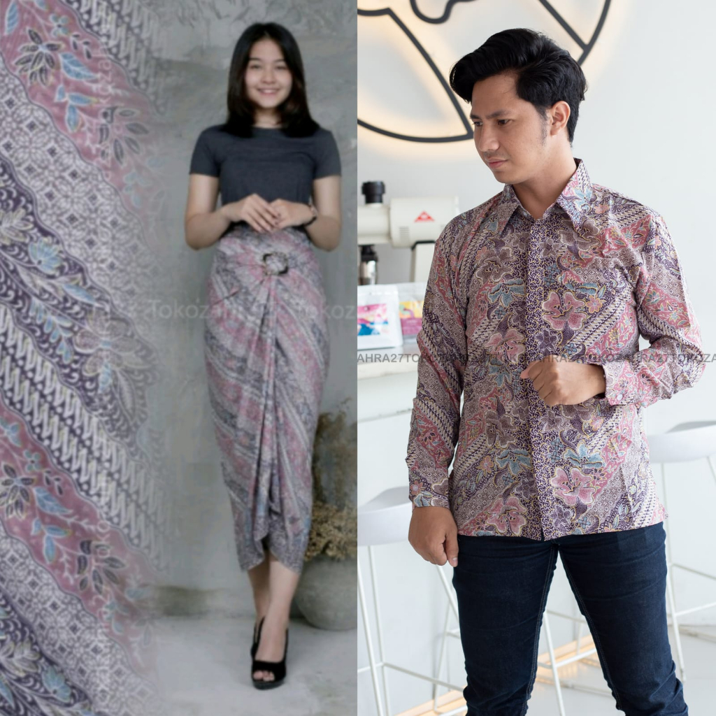 Couple kemeja Panjang Rok Lilit Batik Motif Doby