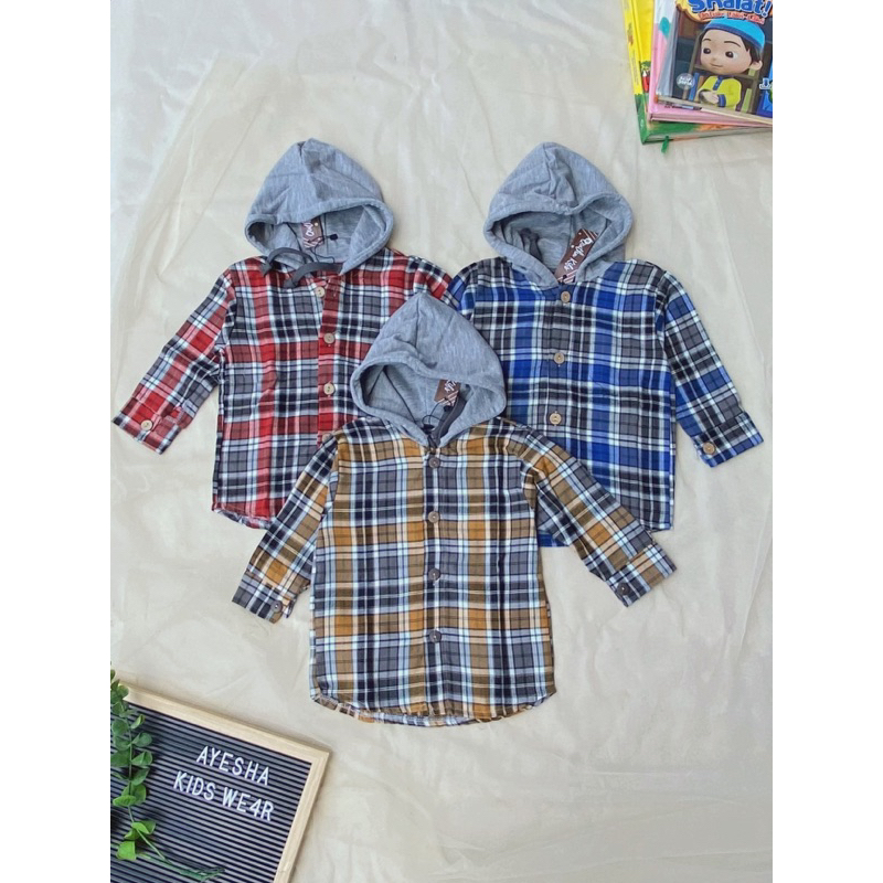 jaket flanel hoodie anak by qintha.kids