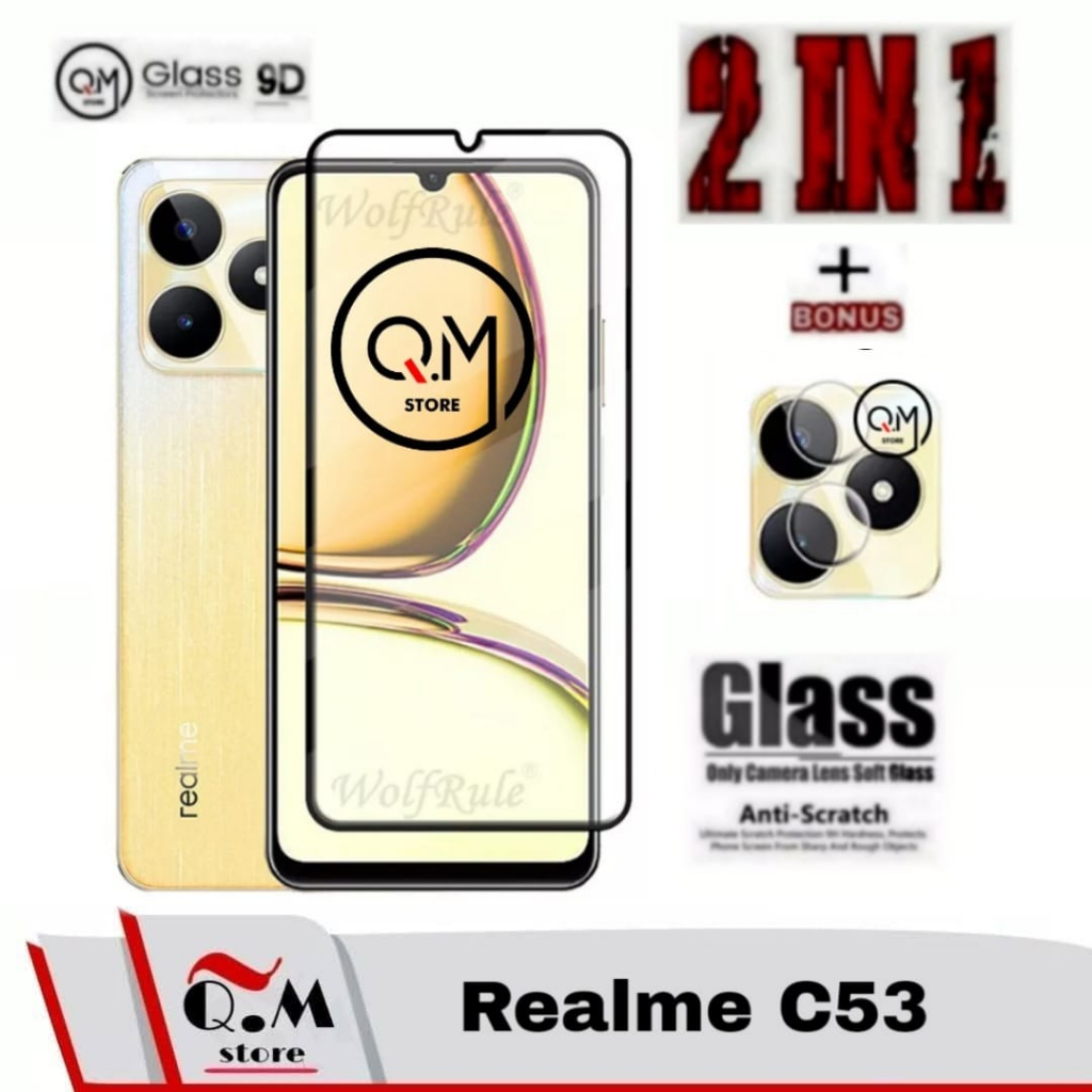 Paket 3in1 Tempered Glass Realme C53 Anti Gores Pelindung Layar