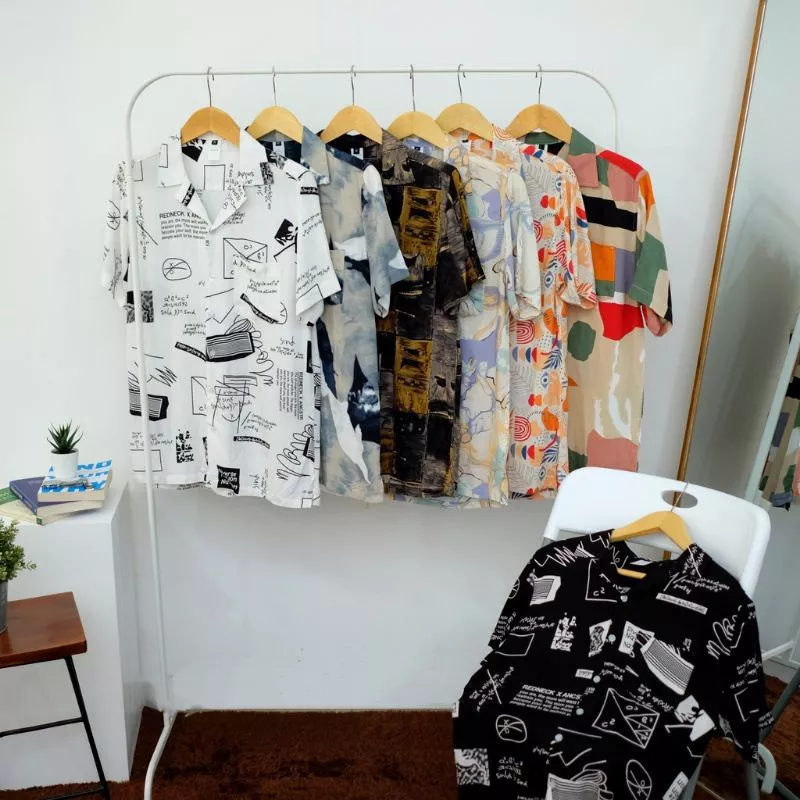 Kemeja Pantai Pria Lengan Pendek Motif Bunga Kemeja Bahan Rayon