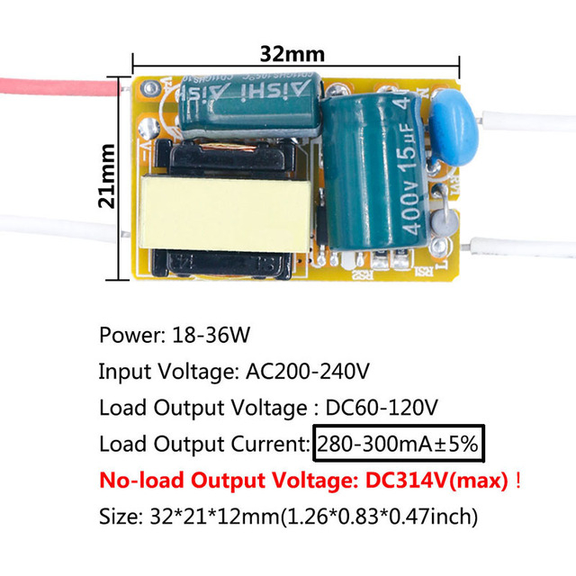 Driver LED Transformer Input Panel AMP 18-36W - 1836W - Green