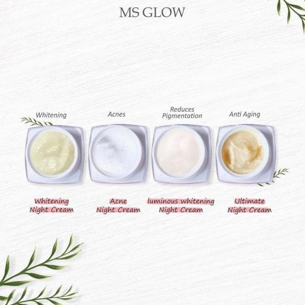 Ms Glow  Night Cream Ms Glow 100% Originall i Ultimate i Luminous i White Cell Dna i Whitening i Acne Night Cream