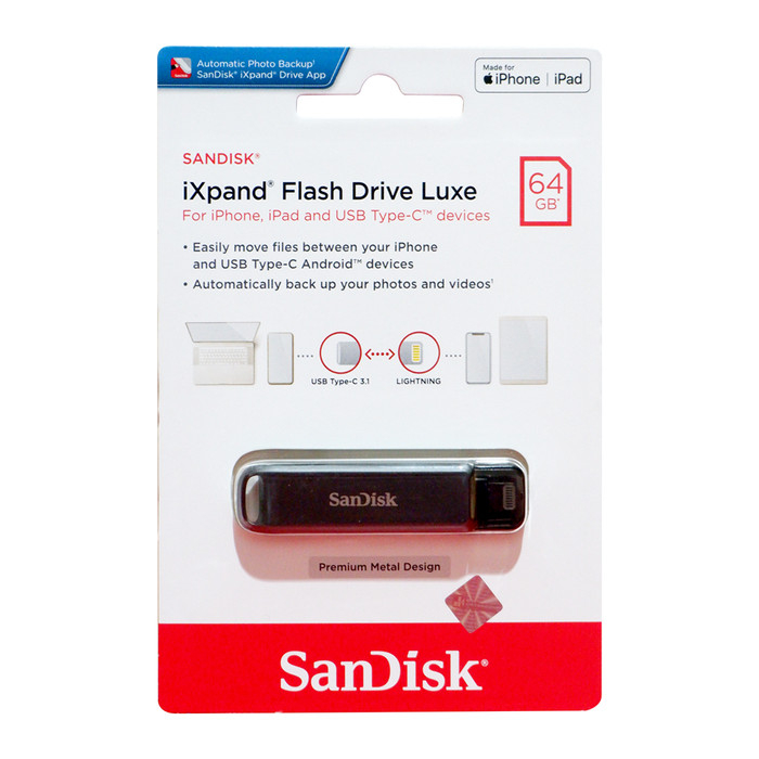 SanDisk iXpand Luxe Flashdisk OTG 64Gb For Lightning and Type-C