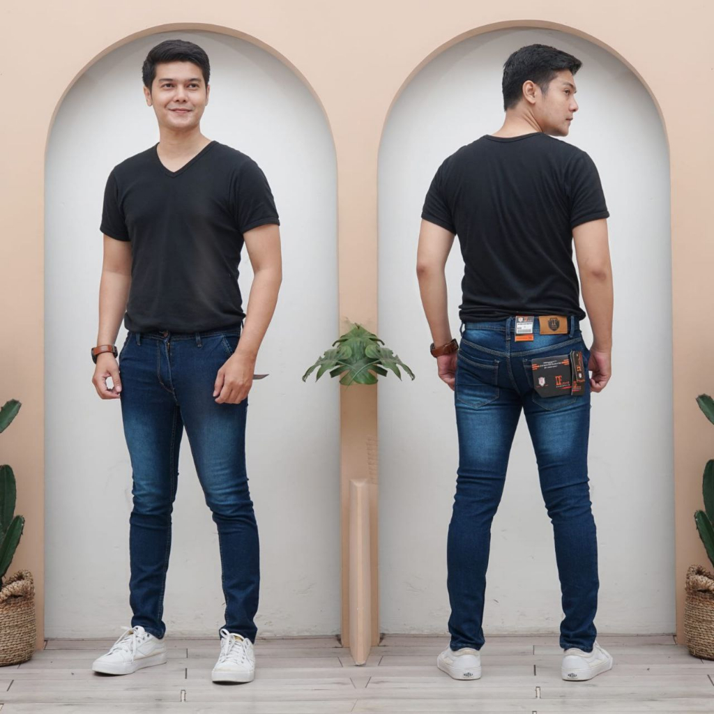 Celana Jeans Pria Pensil Panjang Laki Cowok Dewasa Slimfit Skinny Polos Distro Bossoutfit
