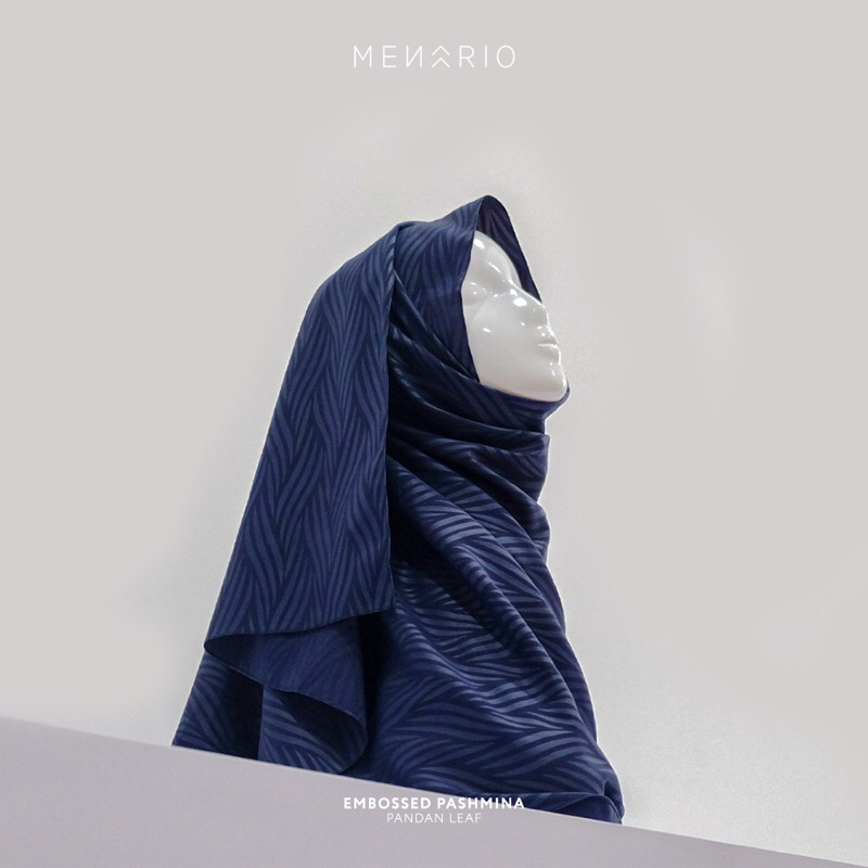 MENARIO Embossed Pashmina Pandan Leaf Hijab Jilbab Kerudung Scarf Scarves Shawl Syal Motif Embos Bir