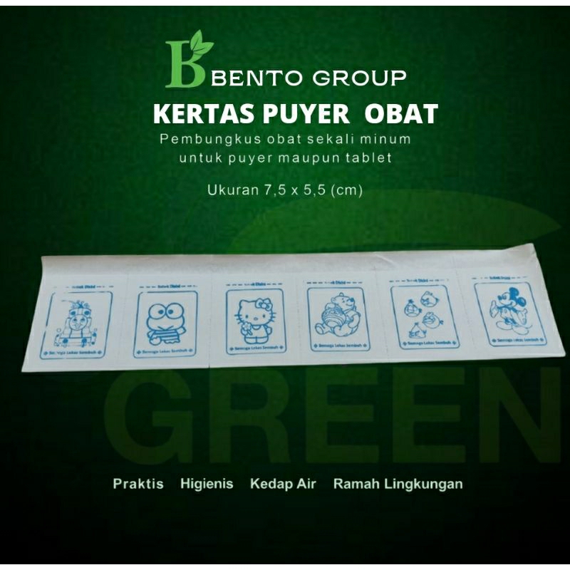 Kertas Press Puyer Kartun hijau