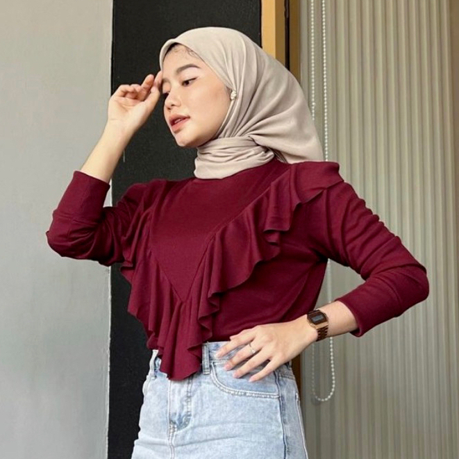 Sweater Wanita All Size Bahan Melar - Atasan Wanita Polos