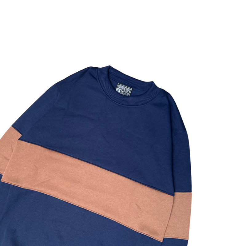 PHOMPPHIESS Sweater Crewneck Navy Strip Mocca Sweater Kombinasi Pria Wanita