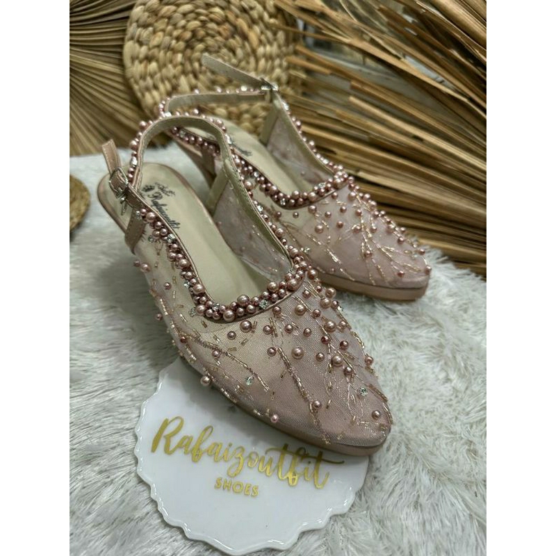 Sepatu wedding pesta Cantik Ismi rosegold 7 cm runcing