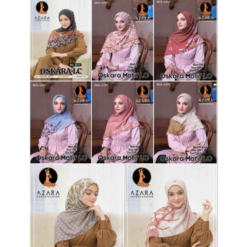 Paket Usaha  10 pcs Hijab Segi Empat Motif Azara / Voal Japan / Oleh Oleh Umroh Haji Hajatan